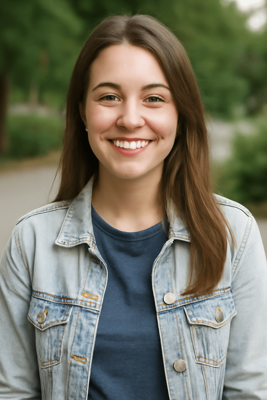 Emily Thompson, a Canadian college student, smiling after completing a career skills course online.