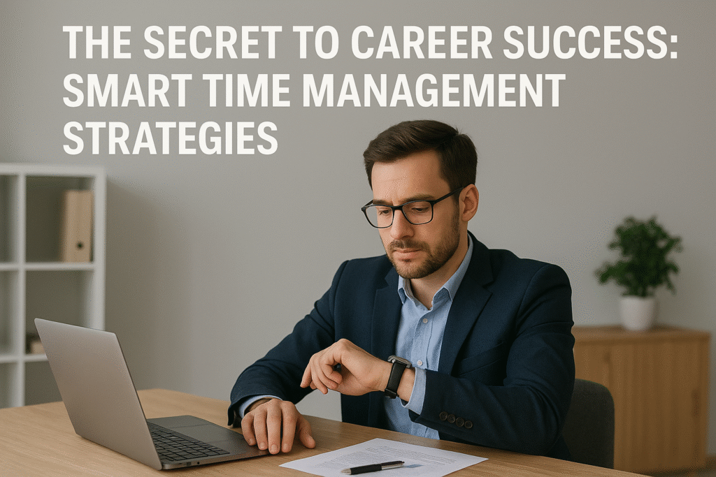 Professional practicing time management for career success with planner
